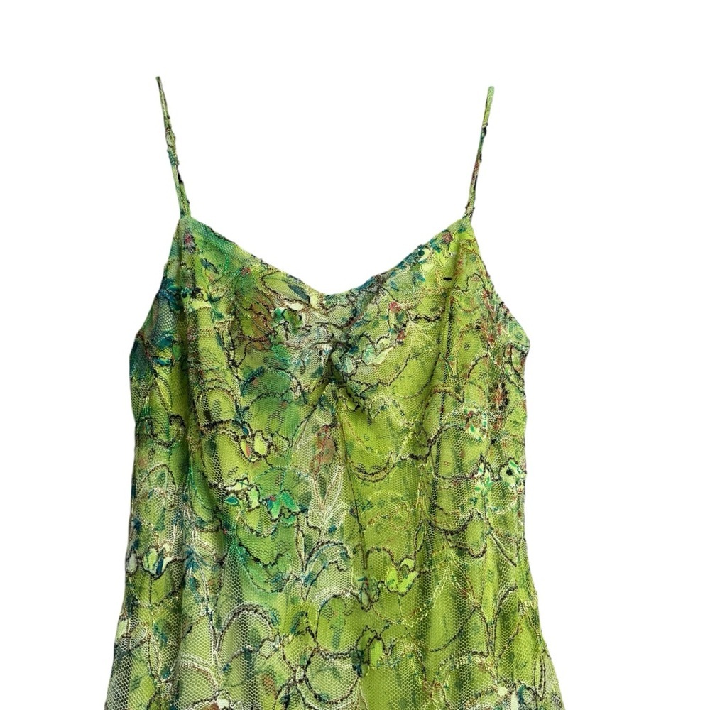 Vintage Cartise Midi Dress Cocktail Gown 6 Green Fairy Y2K 90s Ruffle Mesh Prom - Picture 3 of 10